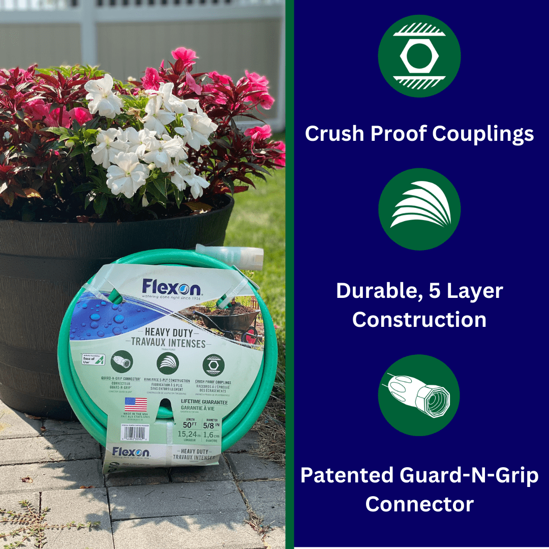 Garden Hose Heavy Duty 5/8" X 25', Green Color. Flexon Brand