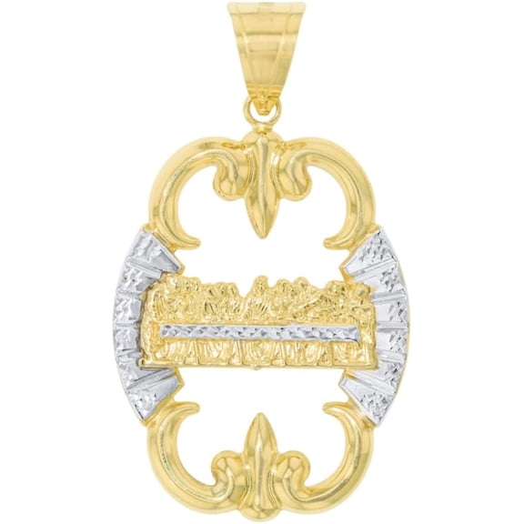 Floreo 10k Yellow Gold and White Gold Last Supper Medallion Charm Pendant
