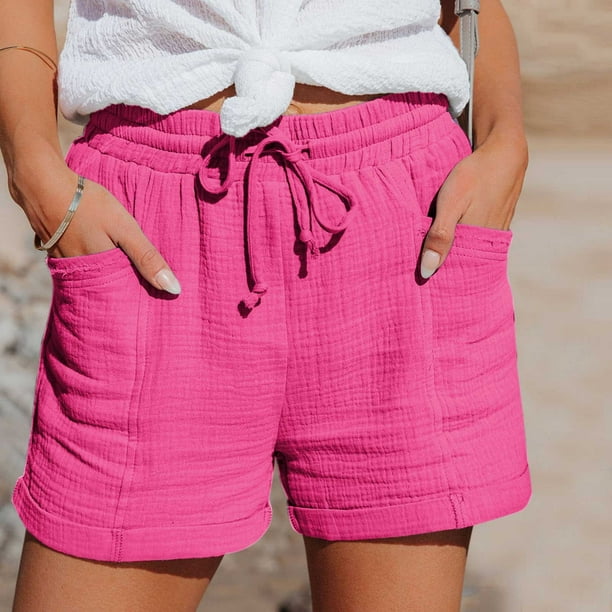 MKLEKYY Pantalones Cortos De Playa Para Mujer, Pantalones Casuales De Pierna Recta Para Mujer, Pantalones Cortos Deportivos Holgados De Cintura Alta, Pantalones Casuales De Moda