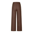 thumbnail image 5 of Ecqkame Casual Pants for Women Elastic High Waisted Straight Leg Lounge Pants Solid Color Lightweight Summer Outdoor Trousers with Pockets Brown, 5 of 5