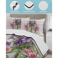 thumbnail image 4 of Quilts Full Size Bedding Set, Purple Red Spring Floral Lightweight Quilted Comforter, Summer Botanical Rustic Soft Reversible Bedspread Coverlet with Pillow Covers for All Season, 78" x 90", 4 of 7