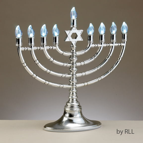 Rite Lite JRN-210 Silvertone Low Volt LED Menorah with Clear Bulbs - Pack of 3