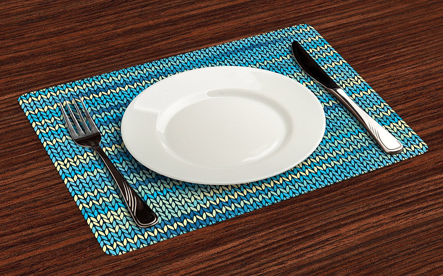 Yellow and Blue Place Mats Set of 4 by , Knitted Melange Inspired