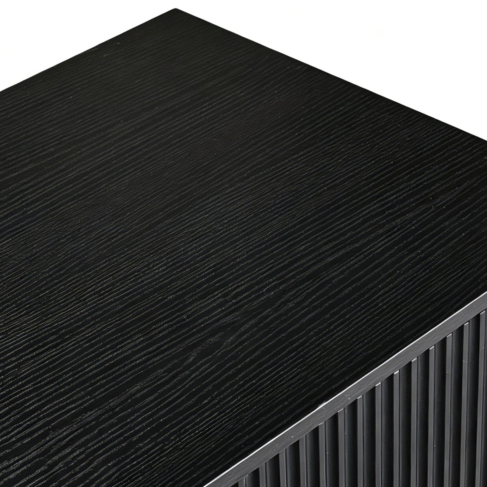 Handleless 6-Drawer Dresser with Grille Finish P2 Particleboard + MDF & Melamine Veneer + Vacuum-Formed Bedside Table 55.12*15.75*27.95in Black