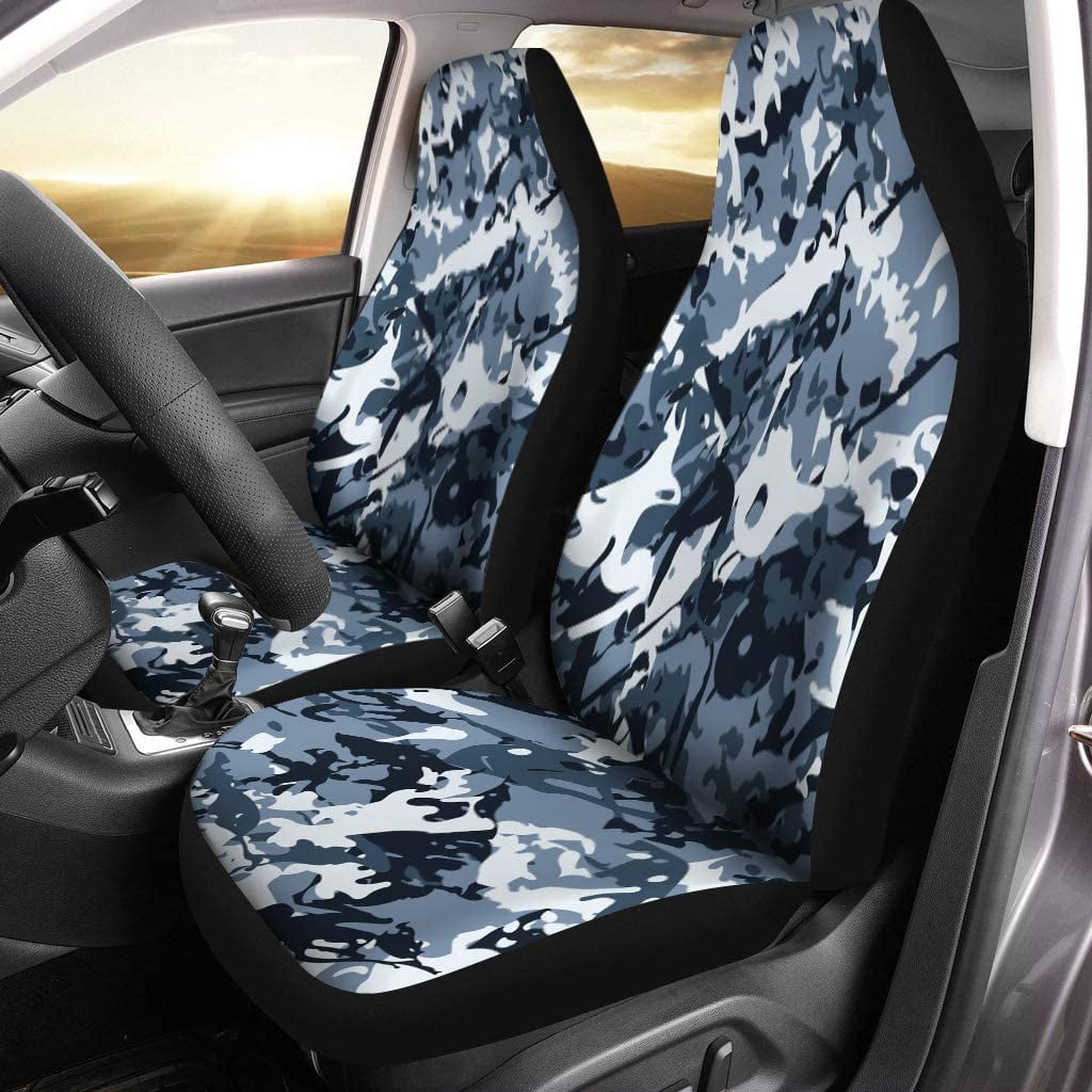 RYLABLUE Set of 2 Car Seat Covers Abstract Blue Camouflage Made of Splash Camo Dark Universal Auto Front Seats Protector Fits for Car SUV Sedan Truck