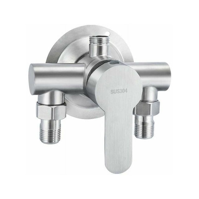 Exposed Shower Faucet with Stainless Steel 304 Construction, Control Valve Switch Tap for Easy Hot Cold Water Mixing