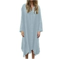thumbnail image 4 of Ayolanni Blue Womens Casual Dresses Ankle-Length Baggy Solid Tent Long Sleeve Shirt Dresses Summer Dresses for Girls 5x, 4 of 7