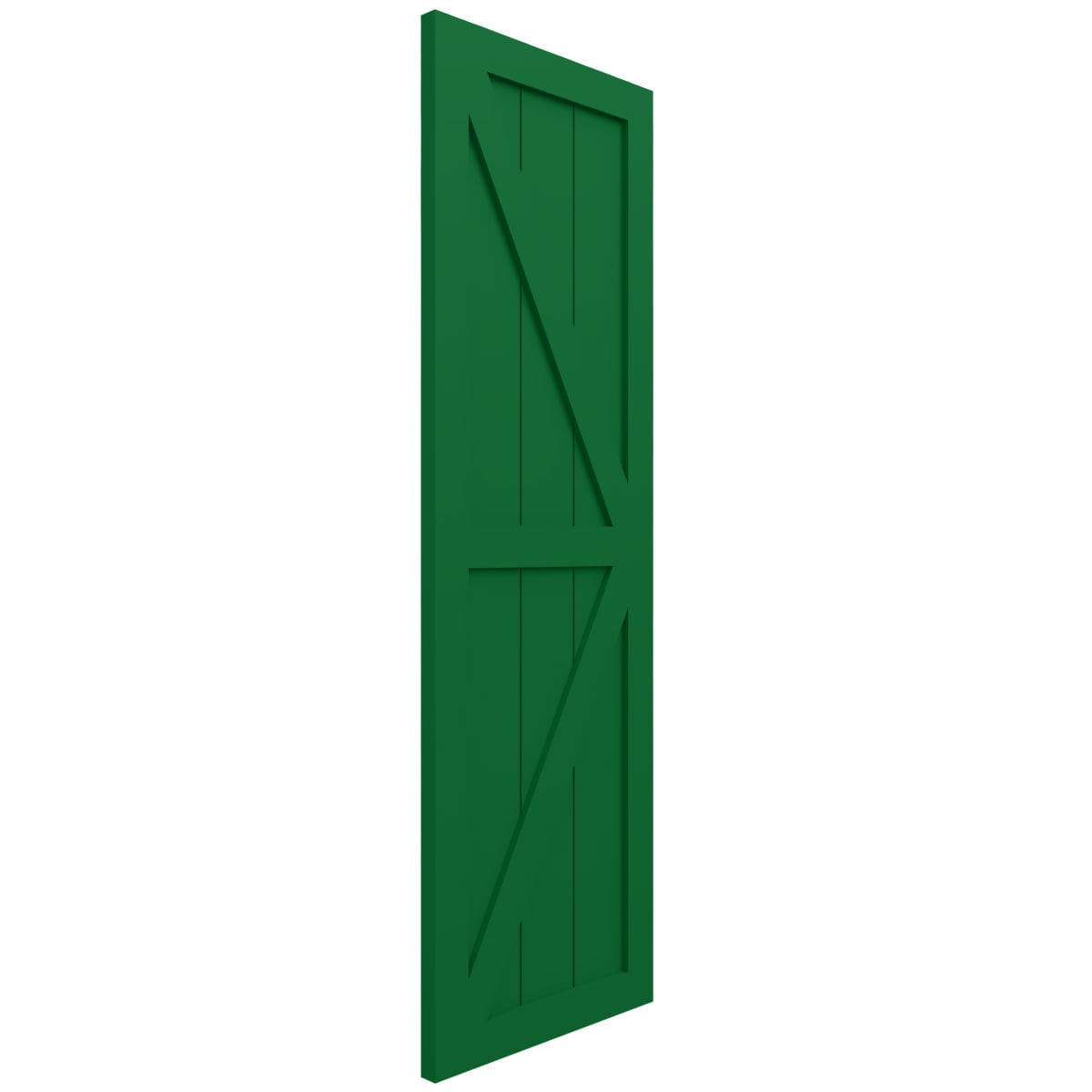 Ekena Millwork 18"W x 50"H True Fit PVC Two Equal Panel Farmhouse Fixed Mount Shutters w/ Z-Bar, Viridian Green (Per Pair - Hardware Not Included)