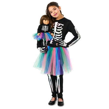 Skeleton Tutu Child Costume with Matching 18 Doll