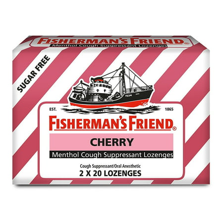Fishermans Friend Sugar Free Cherry Menthol Cough Drops, Cough Suppressant Lozenges, 40