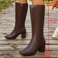 thumbnail image 4 of Women’s Square Toe Knee High Boots, Faux Leather Block Heel Tall Boots, Side Zipper Fashion Dress Boots, 4 of 5