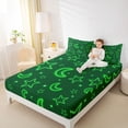 thumbnail image 4 of Homewish Neon Green Bed Sheets,Kawaii Stars Moon King Sheets,Cute Cartoon Pattern Sheet Set For Girl Boy,Ultra Soft Home Decor,4 Pieces, 4 of 7