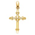thumbnail image 1 of CZ Cross Charm Solid 14k Yellow Gold Pendant Rope Tube Religious Style Polished Finish Fancy 16 x 24 mm, 1 of 1