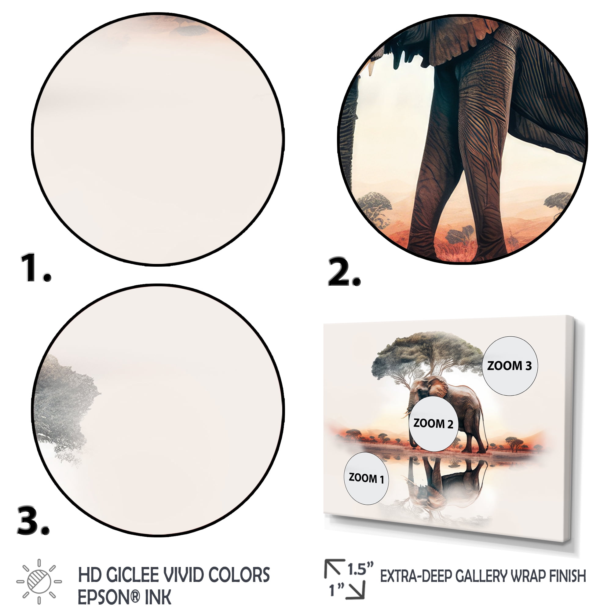 Designart Double Exposure Of A Elefant With African Landscape II Canvas Wall Art