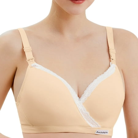 Quealent Women s Maternity Nursing T-Shirt Bra (Beige 40)