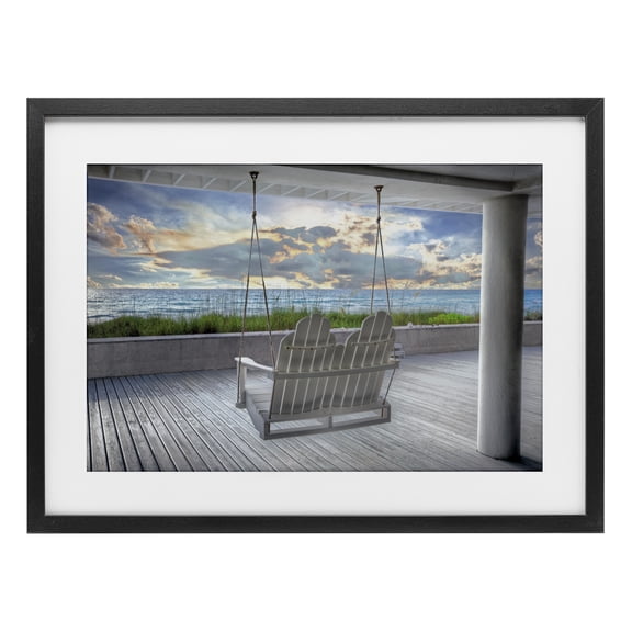 Stupell Industries Swing At The Beach Black Framed Print Under Glass design by Celebrate Life Gallery, 14 x 20