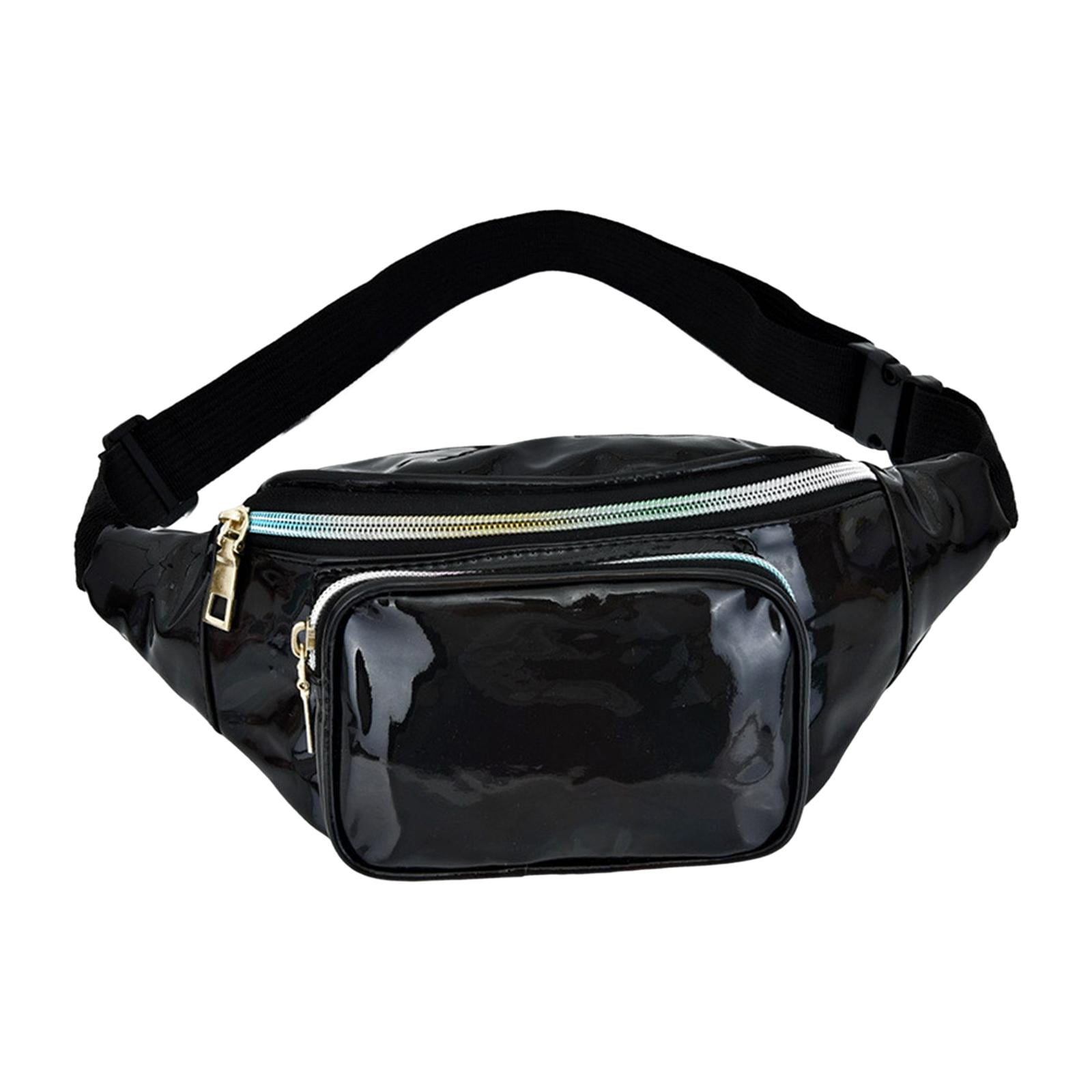 TISHITA Fanny Pack Fanny Pack Small Pouch Hologram Hip Bag for Walking Casual Headphones Black