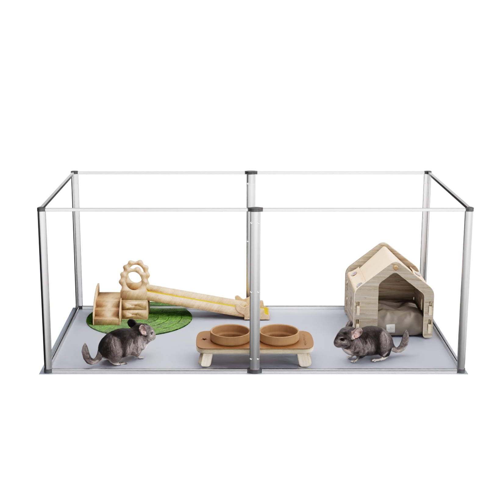 BingoPaw Clear Acrylic Playpen Guinea Pig Fence Play Pen Box with Waterproof Floor Pad for Rabbit, Hedgehogs, Hamsters, Small Animals