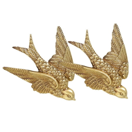BESTOYARD 2Pcs Home Decorative Accessories Wall Decor Golden Resin Swallow Shape