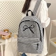thumbnail image 5 of Grid Backpack Heavy Duty, Bowknot Embroidery School Backpack, Durable Student Bookbag for Elementary Primary Middle School, Black, 5 of 7