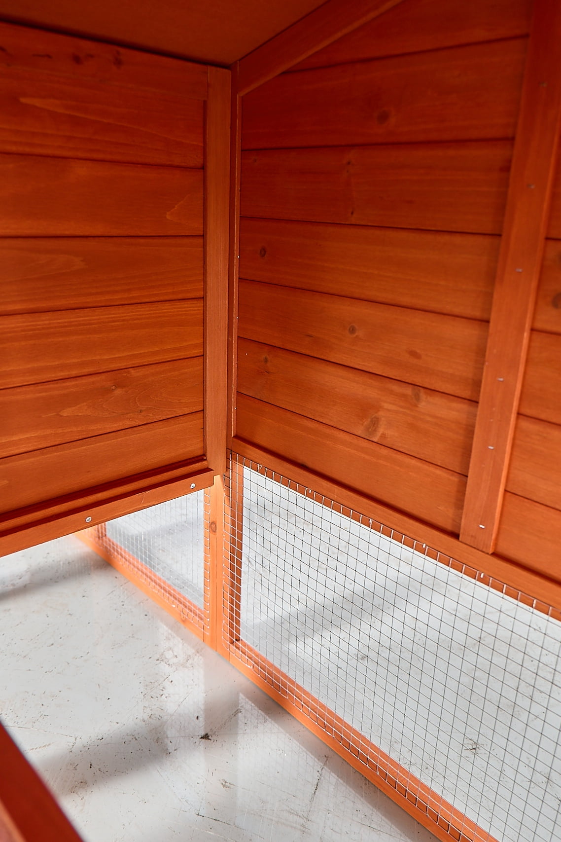 Large Wooden Rabbit Hutch, Outdoor Bunny Cage with Spacious Run, Waterproof Asphalt Roof, Pull-Out Tray and Ramp, Fir Wood Pet House for Rabbits, Chickens and Small Animals (Brown & Green)