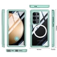 thumbnail image 5 of Clear Magnetic Cover Case for Apple Samsung Galaxy S24 Ultra, with Built-in Tempered Glass Screen Protector, [Compatible with Magsafe] Full Body Rugged Shockproof Case for Galaxy S24 Ultra, Green, 5 of 5