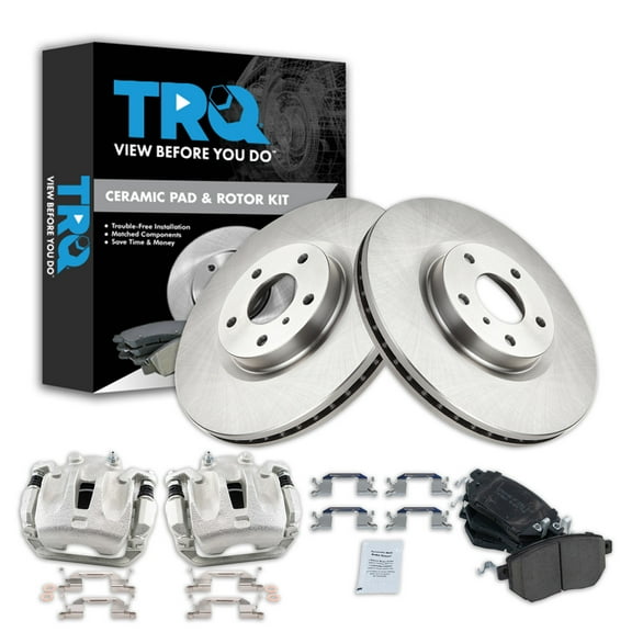 TRQ Front Brake Pad & Rotor Kit Brake Caliper Brake Pads Brake Rotor Ceramic Fits Select 2005-2007 Nissan Murano