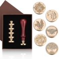 thumbnail image 1 of Wax Seal Stamp Set,6pc Sealing Wax Stamps Copper Seals 1 Wooden Handle, 1 of 5