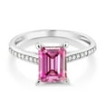 thumbnail image 2 of Gem Stone King 10K White Gold Ring Octagon Pink Moissanite and Diamond (1.88 Cttw), 2 of 5