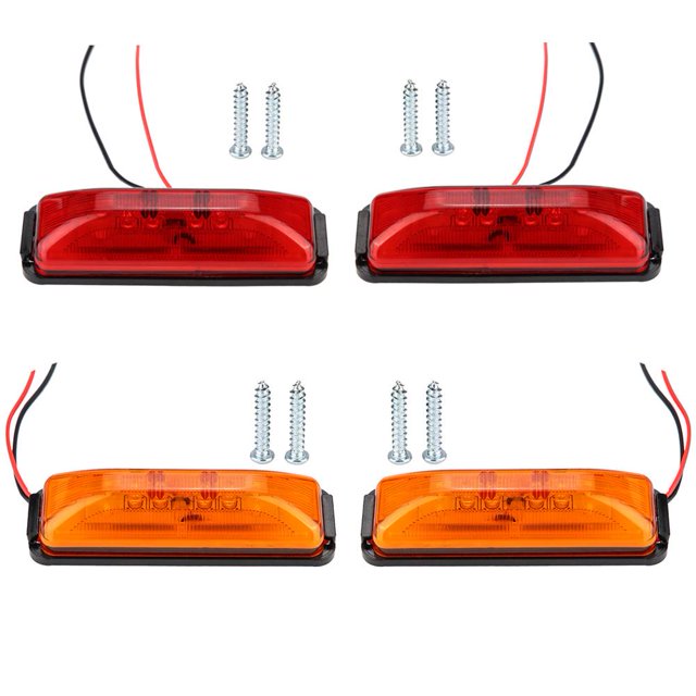 4pcs Universel 12V Mini Réfléchissant 4LED Camion Remorque Feu de Position Latéral