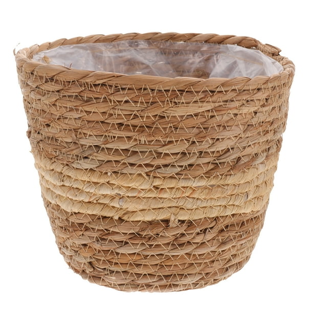 ColoMX Planta tejida a mano macizo tejido de canasta de canasta de tejido de canasta de la planta de la maceta decoración del hogar