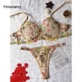 thumbnail image 2 of Conjunto de lencería con bordado floral Yimunancy para mujer, conjunto de sujetador y braguita estilo bohemio transparente de 2 piezas, ropa interior íntima, 2 of 5