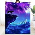 thumbnail image 2 of Creowell Wolf Night Sky Fantasy Art Flannel Blanket Lightweight Soft Warm Decor Gift for Sofa Travel Camping Bed Chair All Season 40x50in, 2 of 7