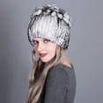 thumbnail image 2 of Contrast Color Furry Hat for Women  Winter Beanie with Patchwork, 2 of 4