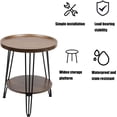 thumbnail image 4 of GDAE10 Small Round End Table with Storage Shelf,Rustic Style Sofa Side Table with Metal Leg, 2-Tier Side Table,for Living Room Bedroom, 4 of 9