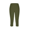 thumbnail image 6 of RongHuan Capri Leggings for Women Casual Stretchy High Waisted Workout Pants Tummy Control Yoga Pants Summer Solid Color Capris, 6 of 6