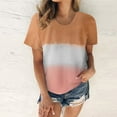 thumbnail image 2 of asdoklhq Juniors Plus Tops & T-Shirts,Women's Printing Round Neck Loose Short Sleeve T Shirt Pullover Tops Blouse, 2 of 5