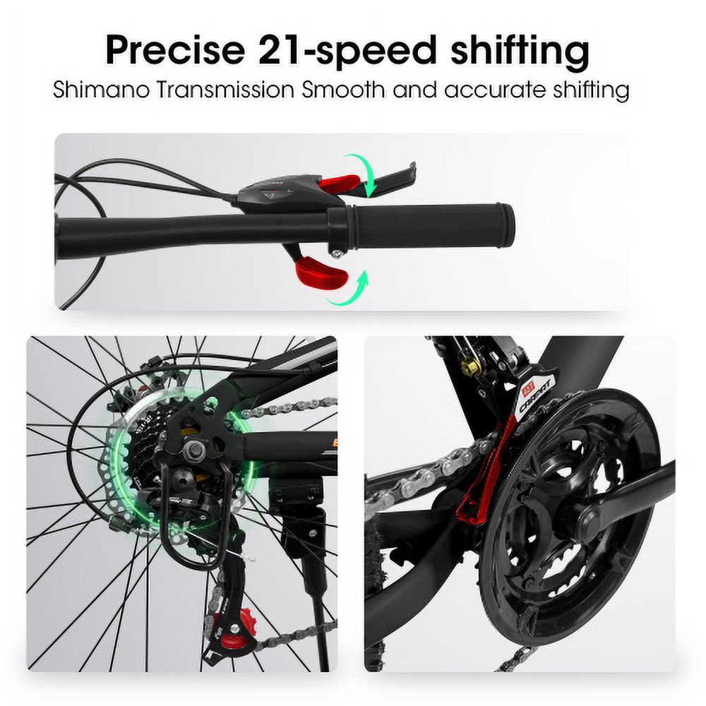 Raistyw 26" Mountain Bike for Women, Steel Frame Hardtail Mountain Bicycle with Front and Rear Mechanical Disc Brakes, 21-Speed, Fits Riders 5'4" - 5'9"