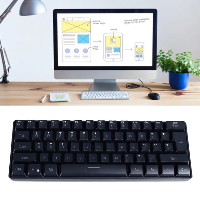 Clavier Mécanique, Clavier Filaire 3 Modes 2,4G BT à 61 Touches, Clavier Mécanique d'Ordinateur à Membrane Rétroéclairée RVB pour Maison Dortoir Bureau