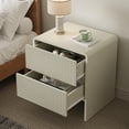 thumbnail image 3 of FURNIWAY Set of 2 Curved Nightstand with 2 Drawers, Wooden Bedside Table with Pop-up Design, Modern End Table for Bedroom, Living Room, Beige, 3 of 8