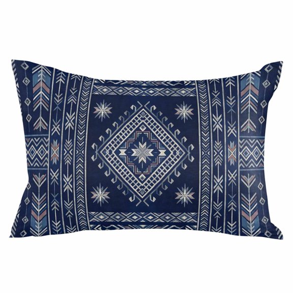 Navy Blue Brown Southwest Throw Pillow Cover 20 x 30 Inch Decorative Pillow Cover Boho Ethnic Western Geometric Lumbar Pillowcase Seasonal Rectangle Cushion Case for Couch Sofa Bed Living Room