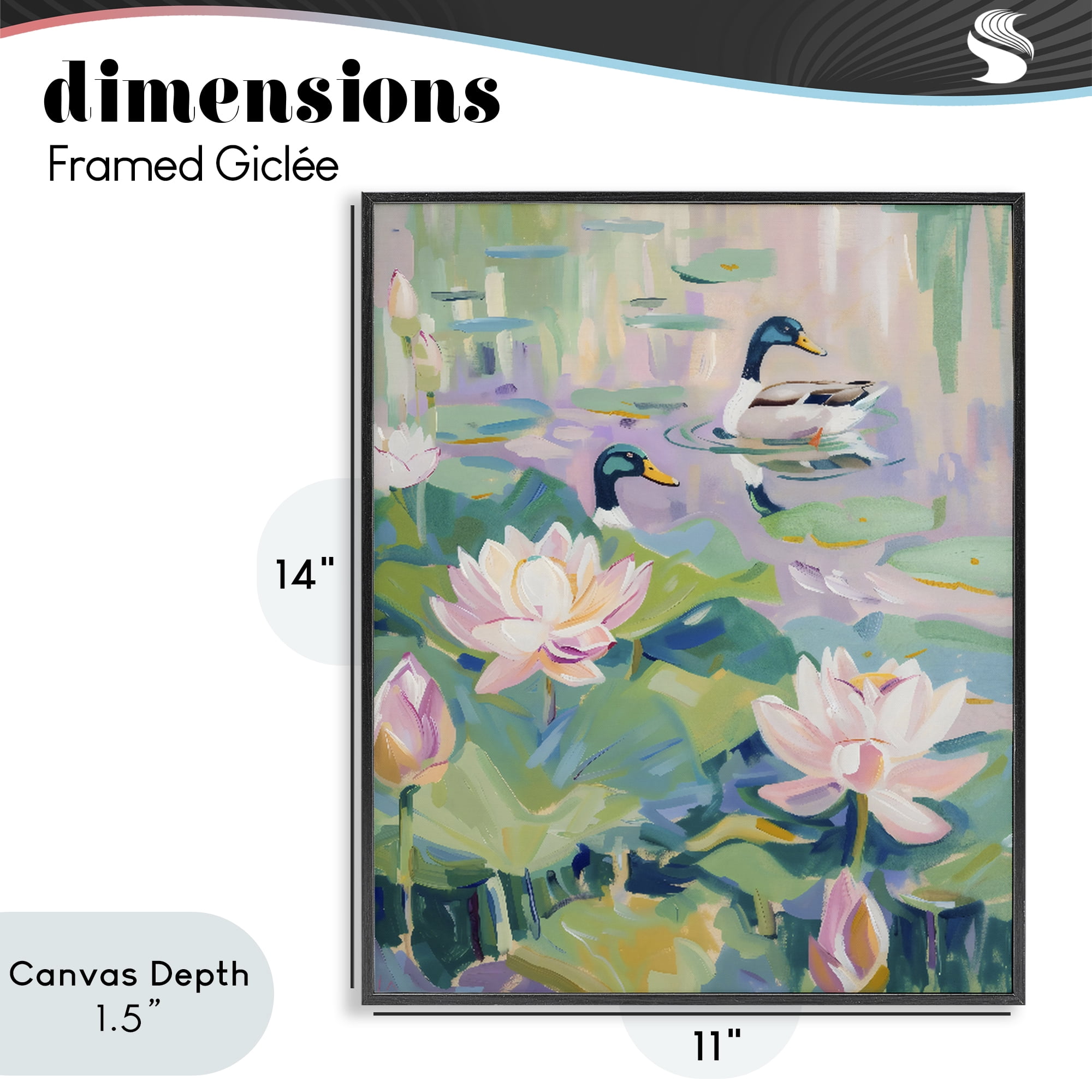 Stupell Industries Duck Pond with Lotus Flowers Black Framed Giclee Art, design by The Prints Vibe