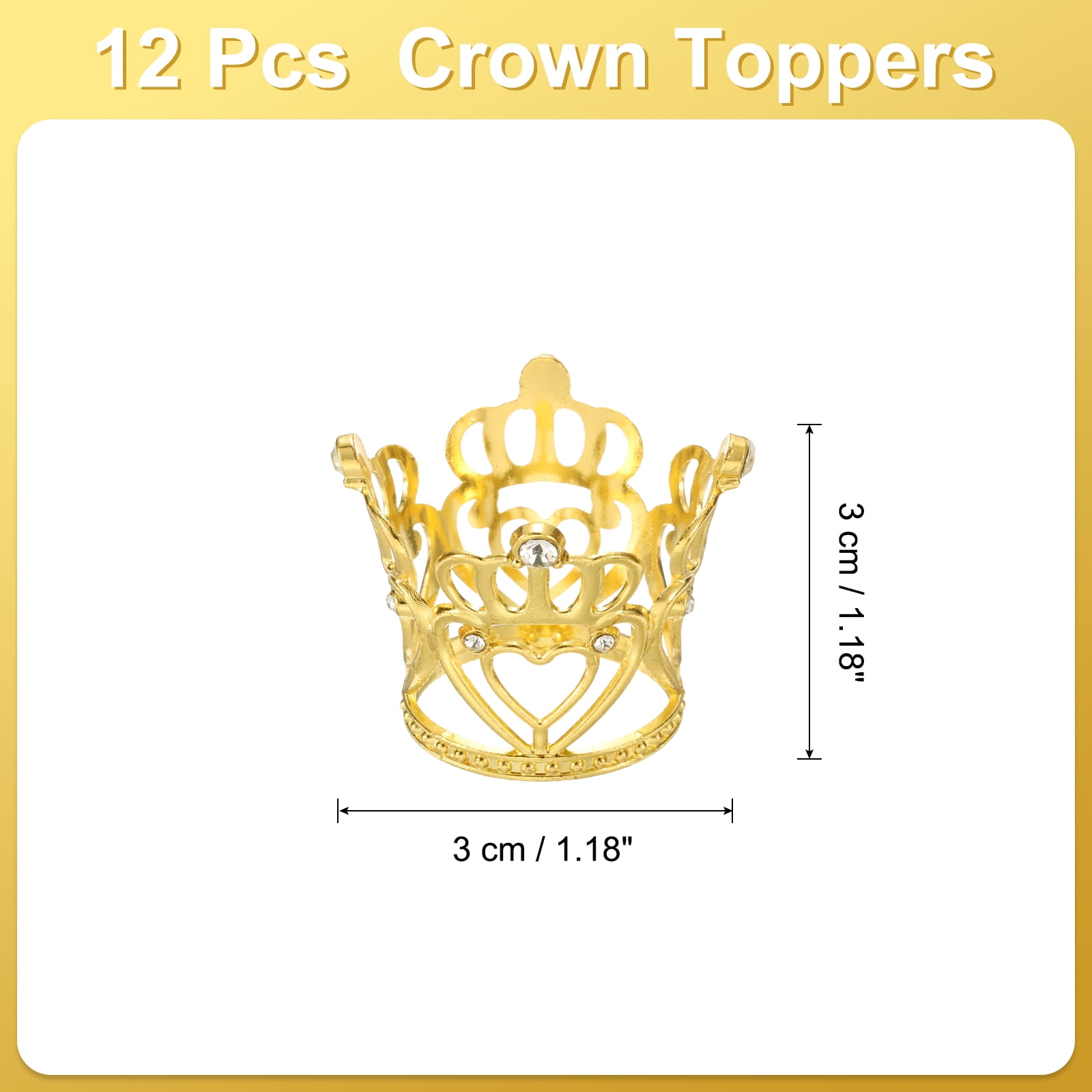 Unique Bargains Mini Elegant Crown Cake Toppers Alloy Queen Tiara Cupcake Decor Gold