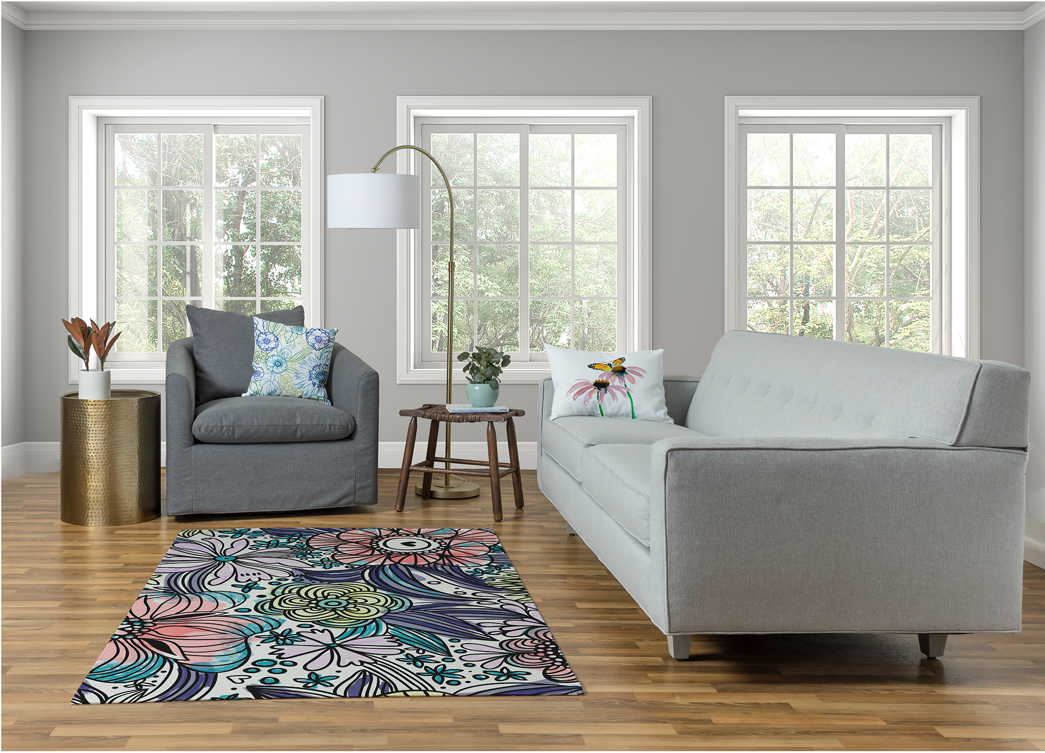 Simply Daisy Flora and Fauna Area Rug, 4' x 6'