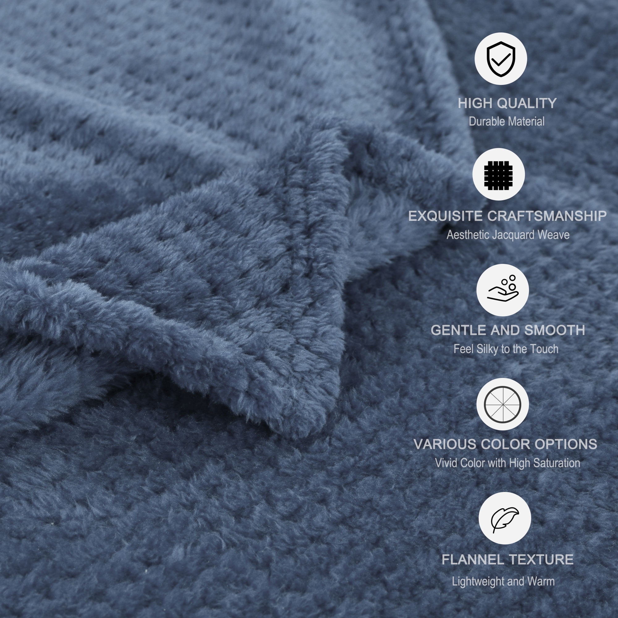Unique Bargains Soft Flannel Fleece Velvet Blanket Smoked Blue 50" x 60"