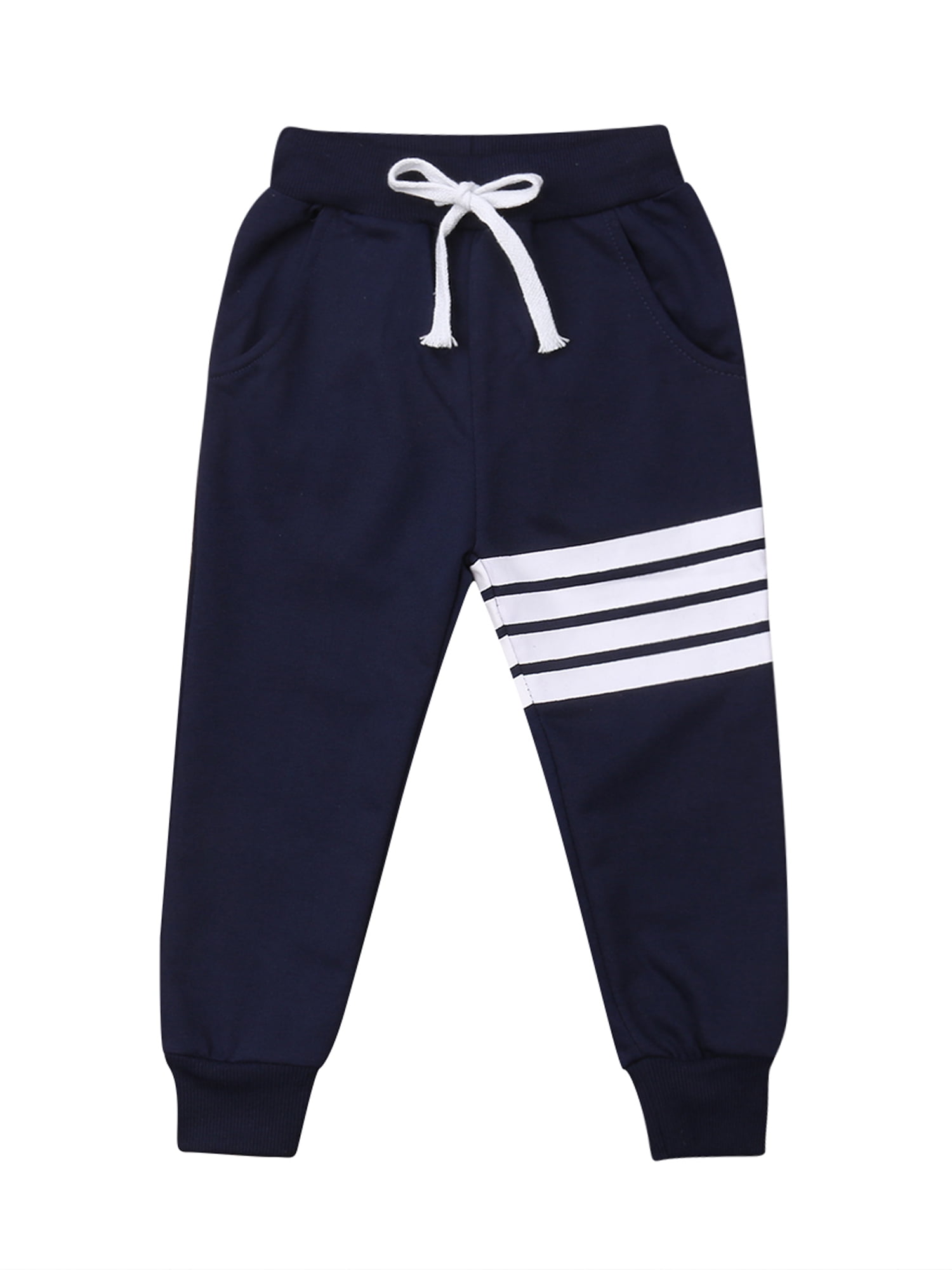 Pudcoco Kids Baby Toddler Boy Girl Striped Cotton Joggers Track Pants