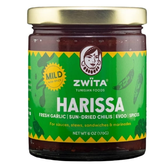 Zwita Mild Harissa 6oz | Tunisian Thick Sun Dried Chili Paste | NOT Spicy | Harissa Paste | Sun Dried Chilis, Fresh Garlic, Extra Virgin Olive Oil, Spices | Ancestral Recipe | 100% Grandma Approved |
