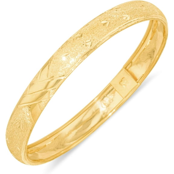Floreo 10k Yellow Gold 8mm Criss-Cross Satin Finish Textured Flex Bangle Bracelet