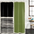 thumbnail image 2 of Sage Green Black Shower Curtain, Waterproof Shower Curtains for Bathroom, Farmhouse Striped Modern Abstract Art Washable Fabric Bathtub Curtain Set Bath Decor with 12 Hooks Stall 36"x72", 2 of 8