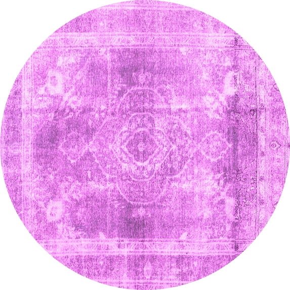 Ahgly Company Indoor Round Abstract Pink Contemporary Area Rugs, 5' Round